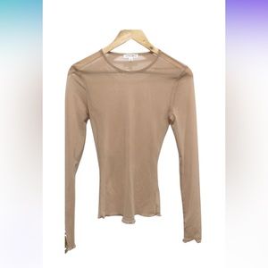 NUDE/TAN see through mesh long sleeve top BRAND NEW WITH TAGS